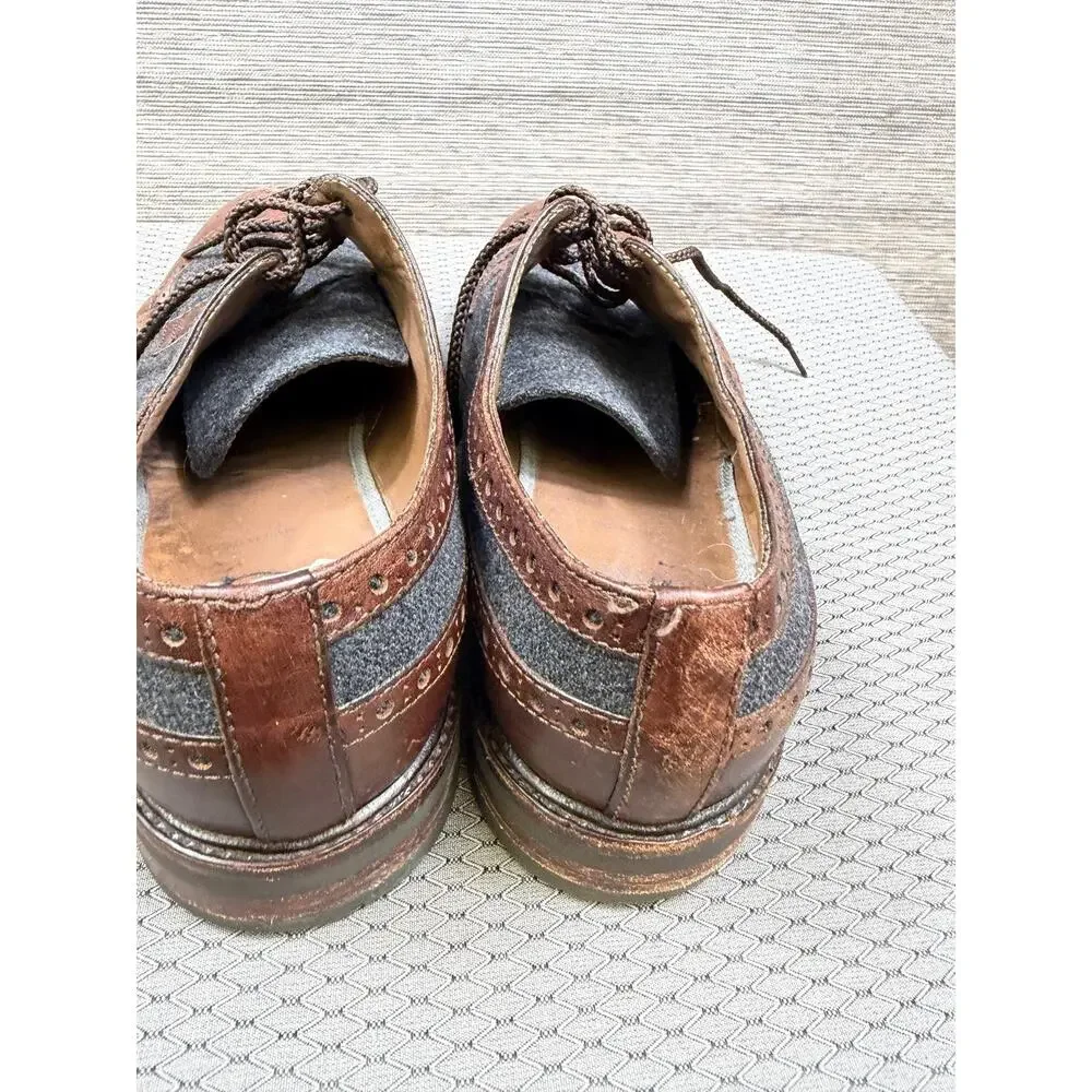 Brunello Cucinelli Shoes Mens Size 9 Brown Leather Wingtip Brogue Oxford Italy